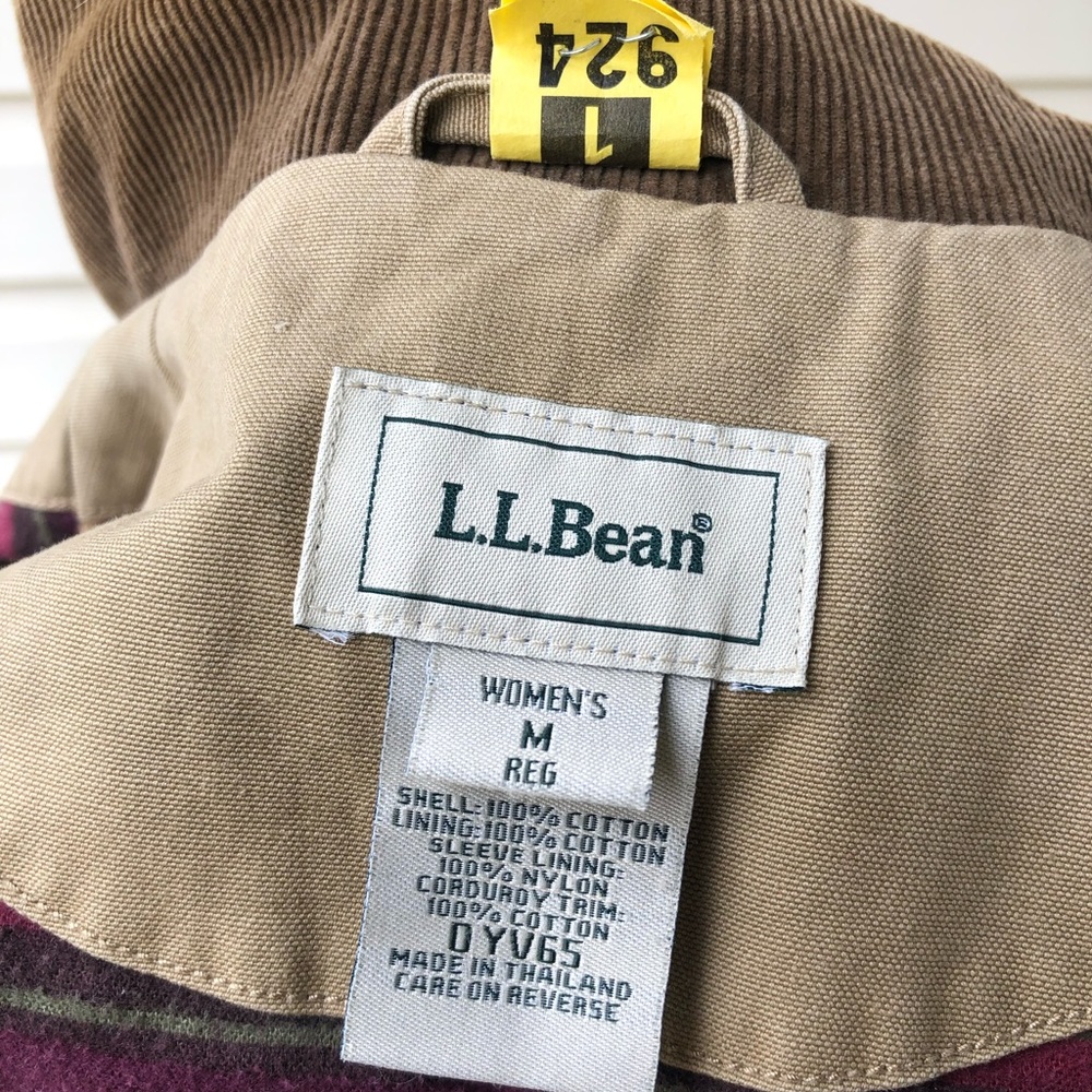 Vintage LL Bean womens medium Tan Long Duster coat, flannel lined - Picture 9 of 12
